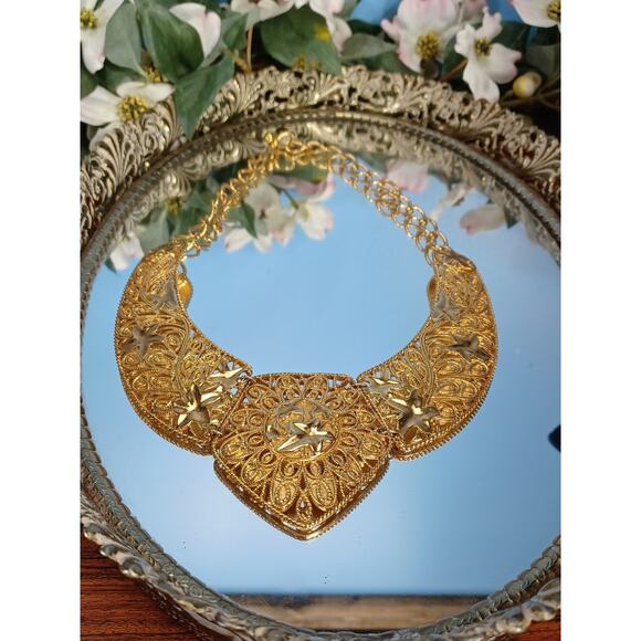 Vintage 90s Jose Maria Barrera for Avon Falling Leaves Necklace Golden Beautiful - Picture 5 of 16